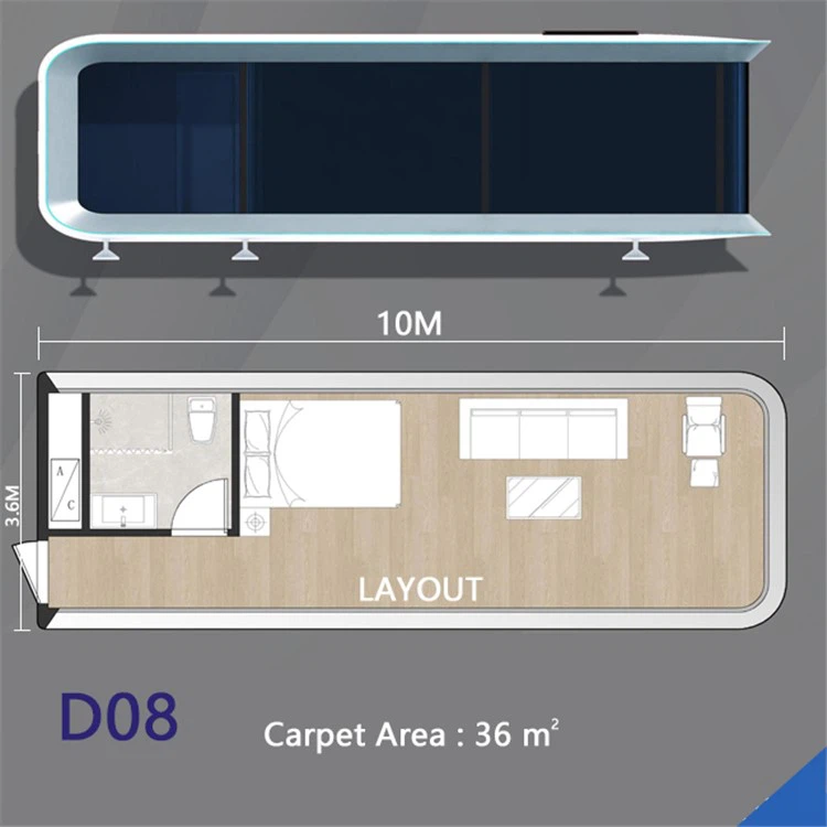 prefab capsule house hotel with bathroom 3